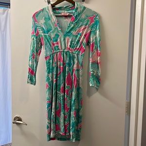 Lilly Pulitzer pink/turquoise long sleeve dress